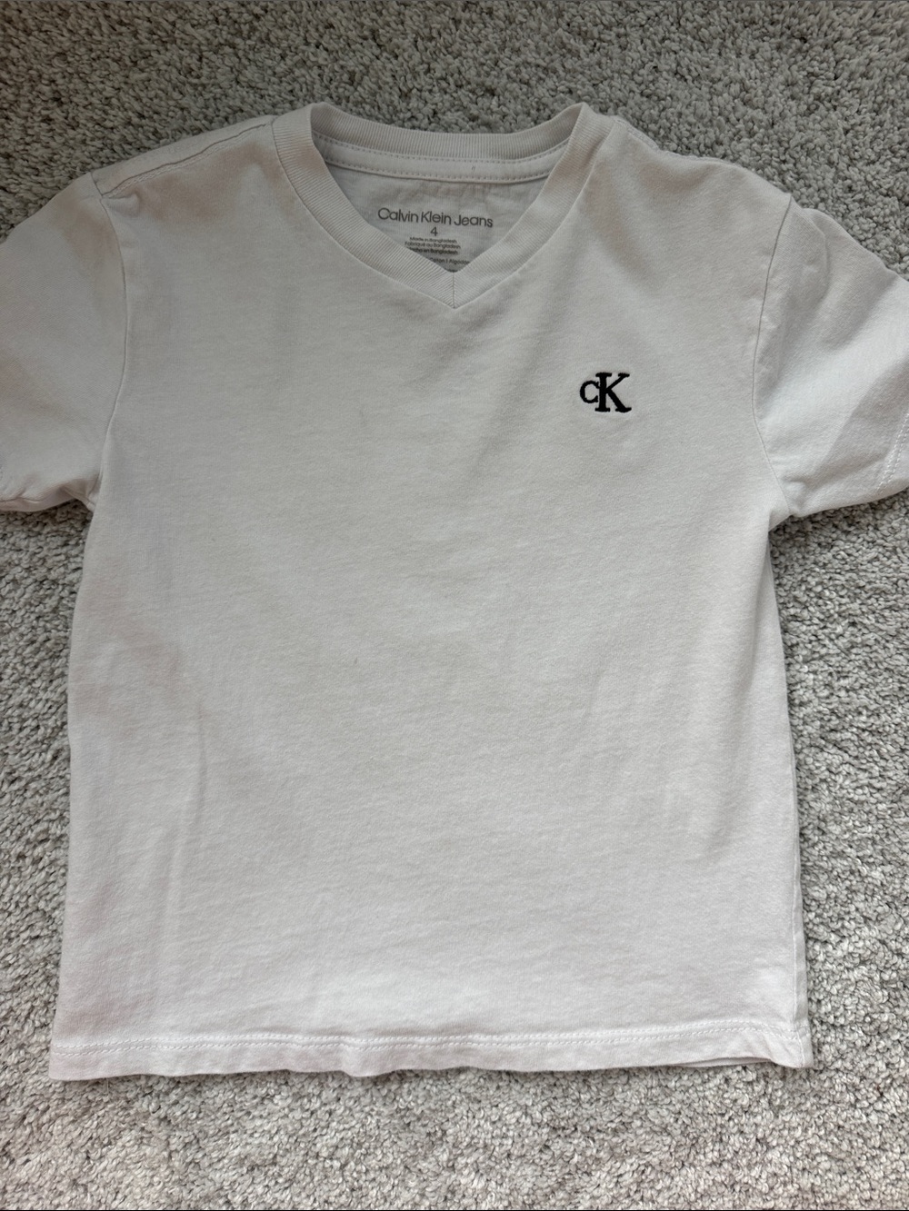 Calvin Klein Jeans Kids White V-Neck Logo Tee
